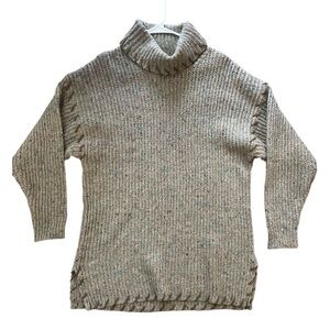 Cozy Vintage Wool Blend Oversized Tunic style Turtleneck Sweater QPS